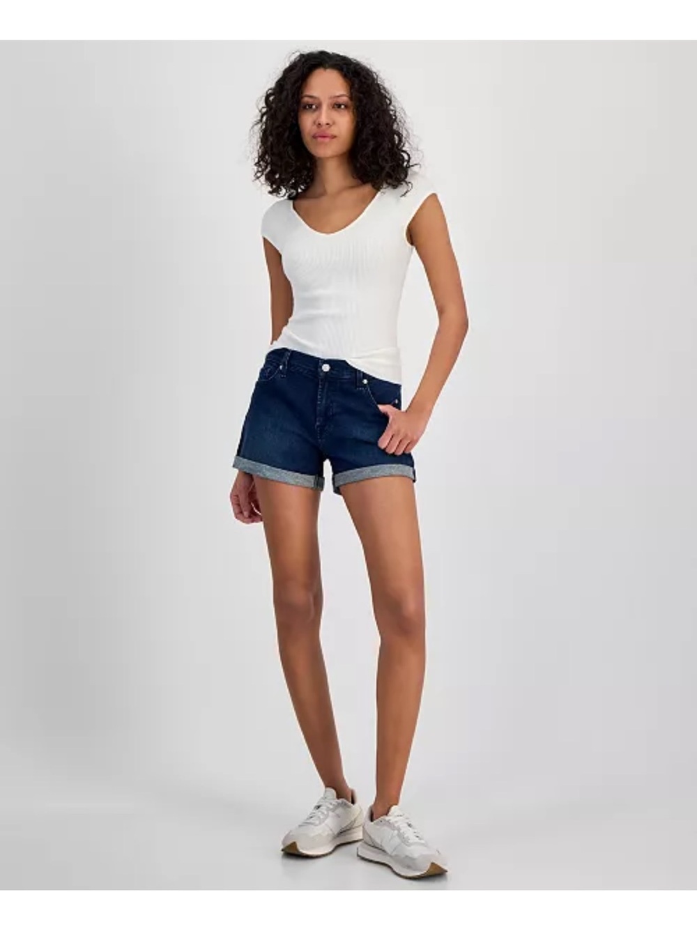 7 For All Mankind Dark Indigo Denim Jeans with Contrast Stitching